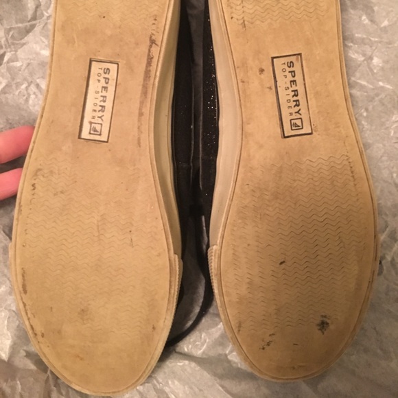 GUC Sperry Top-siders Black Glitter and White 8M - Picture 4 of 7